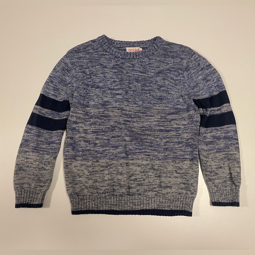 Kids Blue Knit Crewneck Sweater